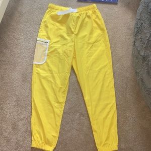 Yellow nylon pants
